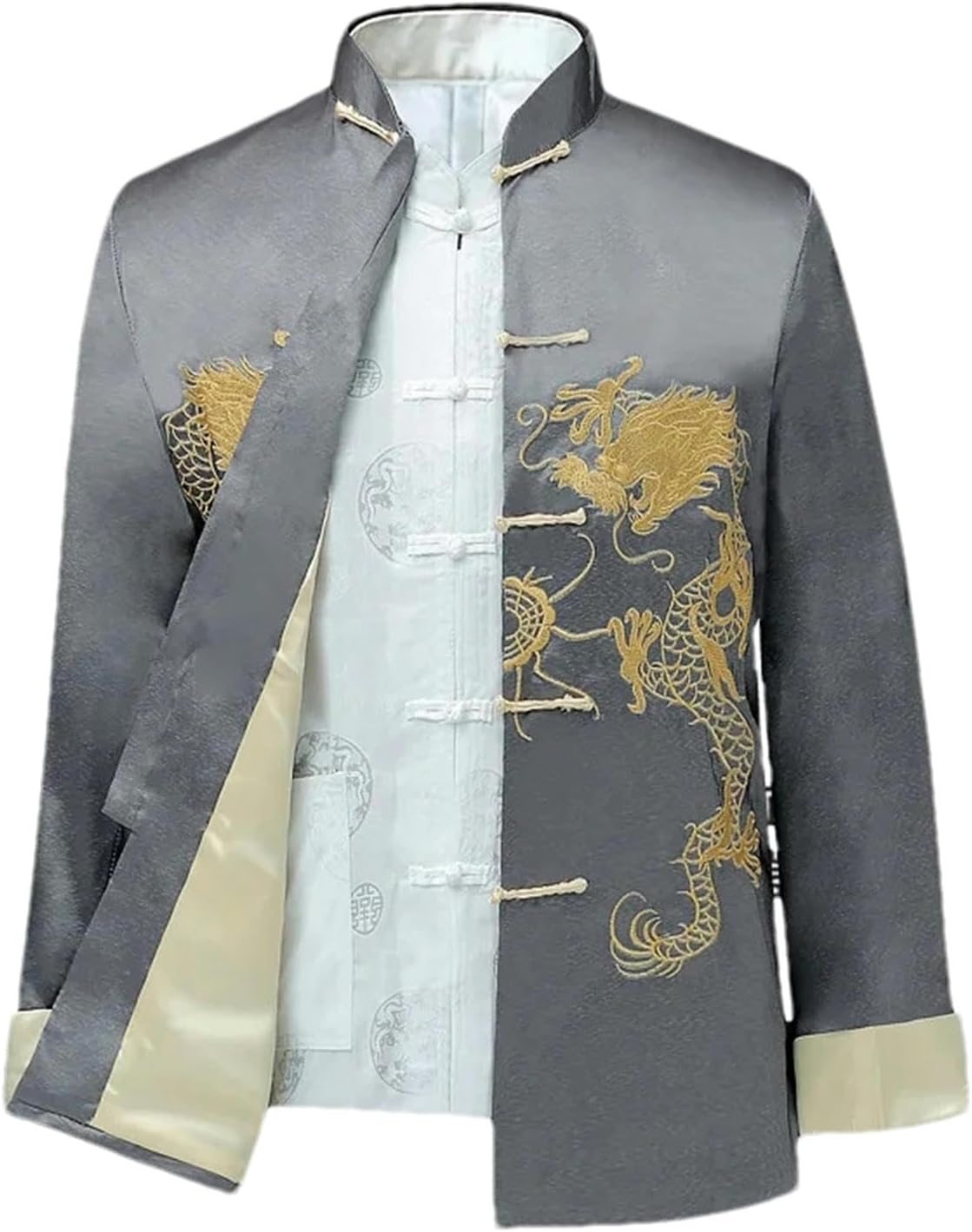 Traditional Chinese Style Men Kung Fu Tops Embroidery Dragon Hanfu Blouse Tang Suit Jackets Cheongsam New Year Coats