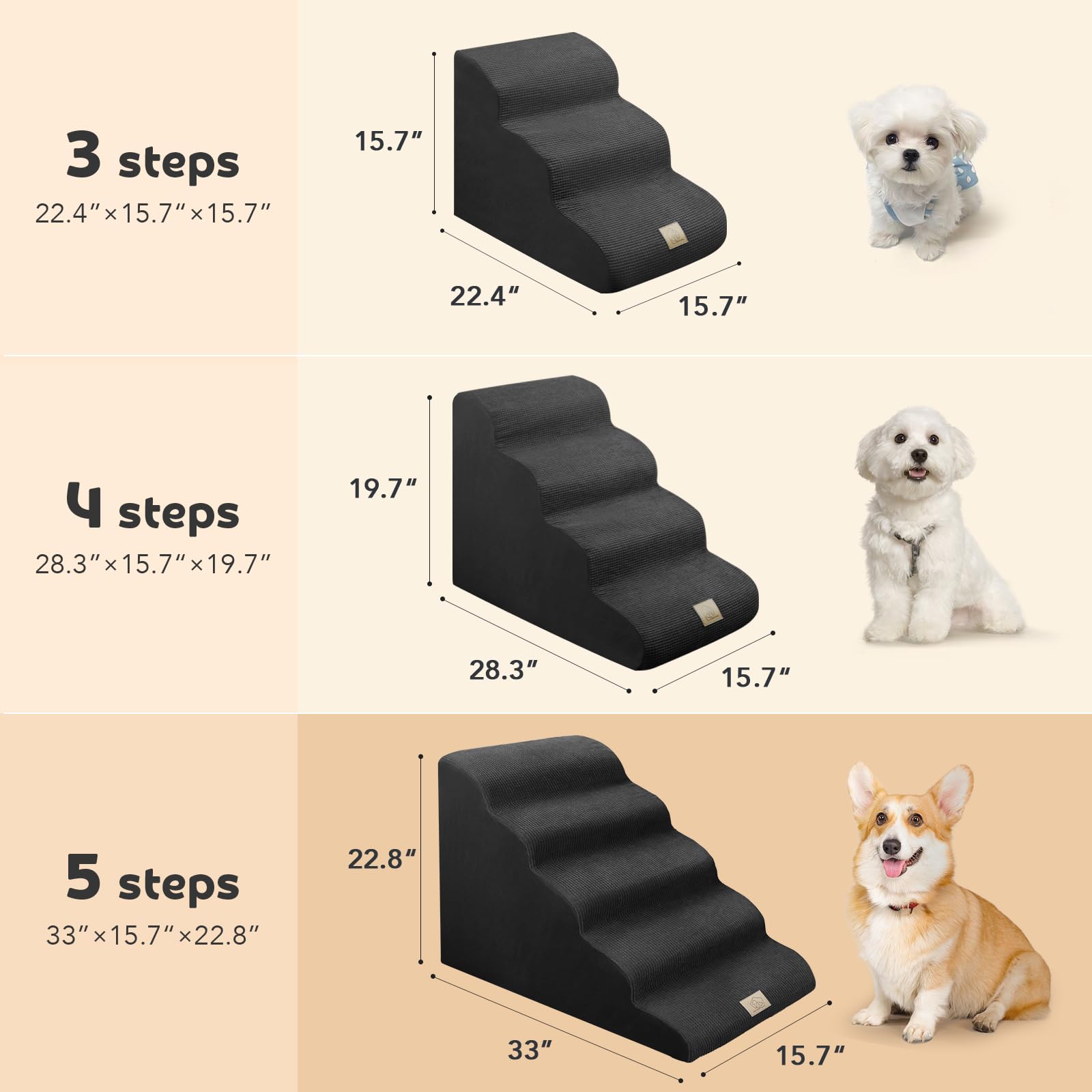 Amazon | 5段 ペット階段 小型犬と猫用 超高30Dフォームペット階段