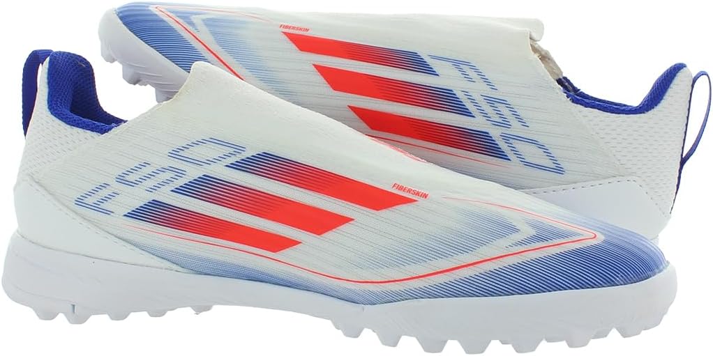 adidas F50 League LL TF GS Boys Shoes Size 12, Color: Cloud White/Solar Red/Lucid Blue/Super White - Image 3