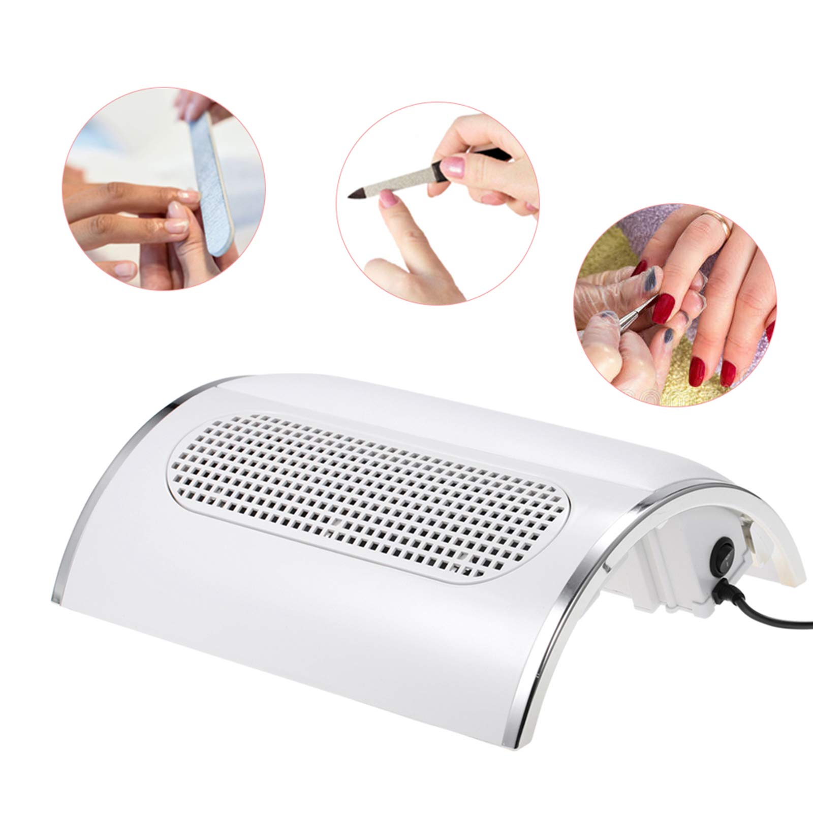 Aspirador de polvo de uñas, 40 W, herramienta de limpieza, para manicura, pedicura, con 2 bolsas reutilizables