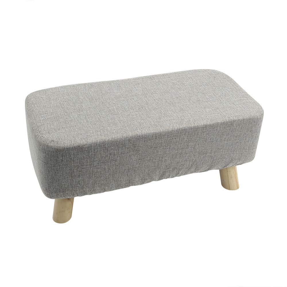 YATAI Ottoman Stool, Pouffe Bench with Solid Wood Legs, Anti Slip Ottoman Bench Support 350 lbs, Footstool with Removable Linen Cover, Multifunctional Shoe Bench Footrest Stool for Bedroom,Living Room