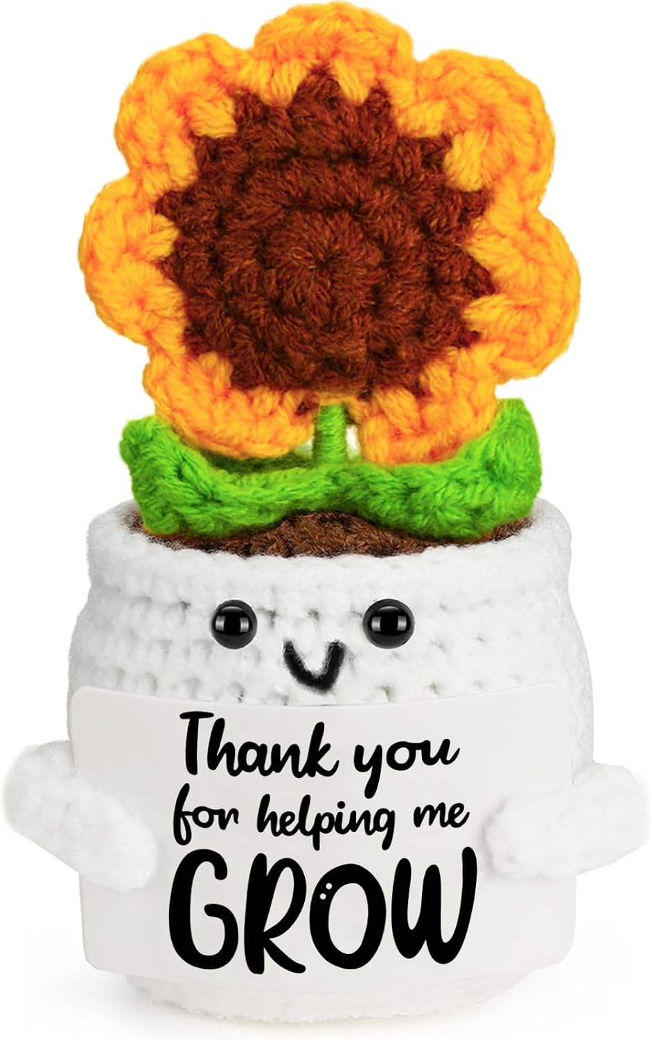 MBL Appreciation Gifts for Teacher Women - Thank You Gifts for Woman Coworkers Boss Lady, Thank You for Helping Me Grow Handmade Crochet Sunflower for Teachers Last Day of School Back to School