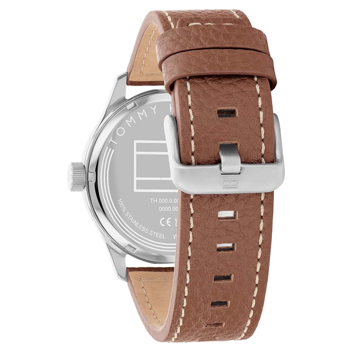 Tommy Hilfiger, Reloj Forrest para Hombre con Esfera Marino, Cuero de Vaca marrón-1710559, Moderno, Azul 1710559