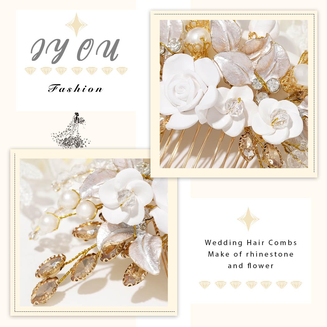 Edary Peines Para El Pelo De Boda Con Flores, Tocado De Novia De Cristal, Accesorios Para El Cabello Para Mujeres Y Niñas (plateado