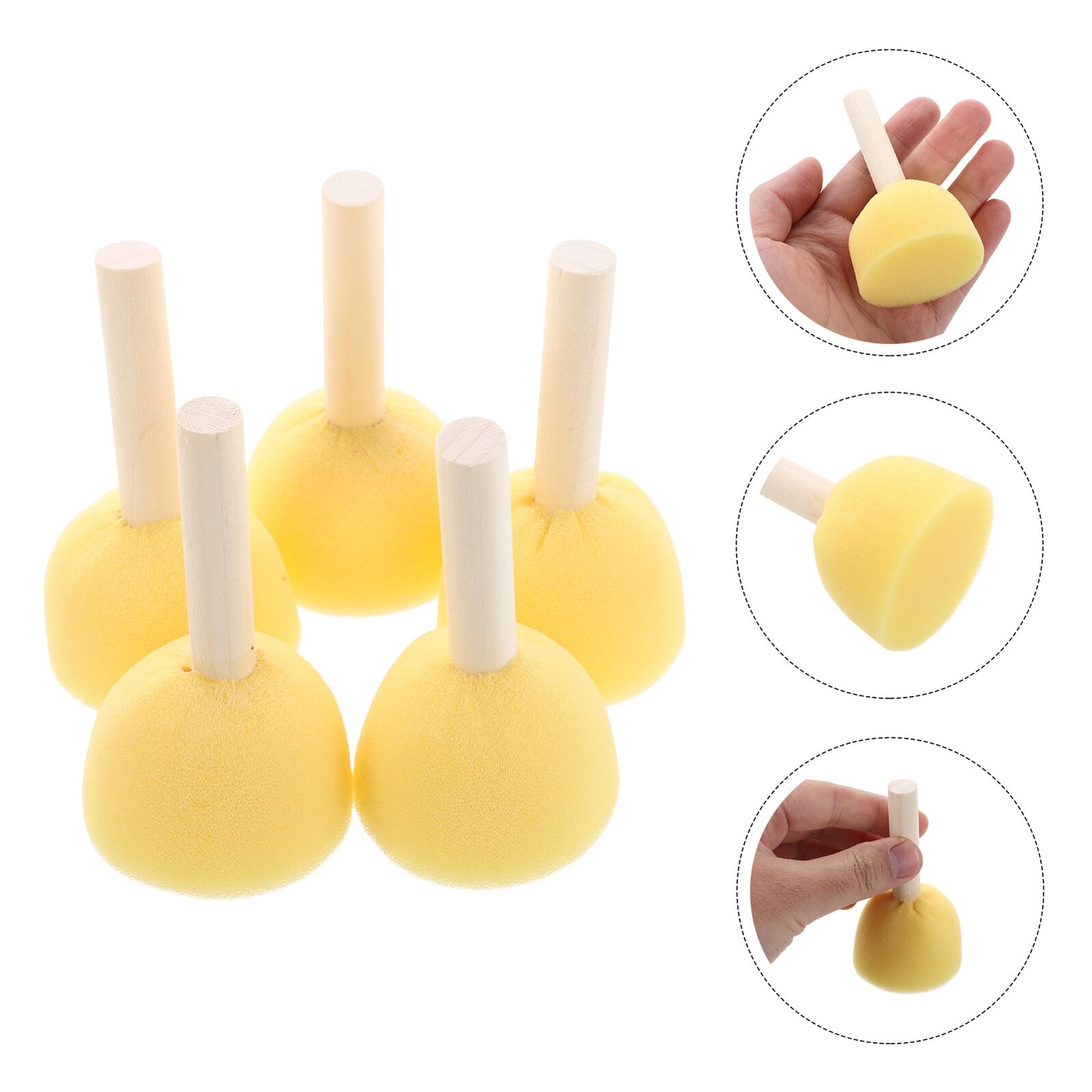 iplusmile Juego de 40 Pinceles de Espuma Reutilizables con Mango de Madera, Esponjas Redondas de 5 Cm para Pintar Manualidades Infantiles, Proyectos Escolares y Arte DIY