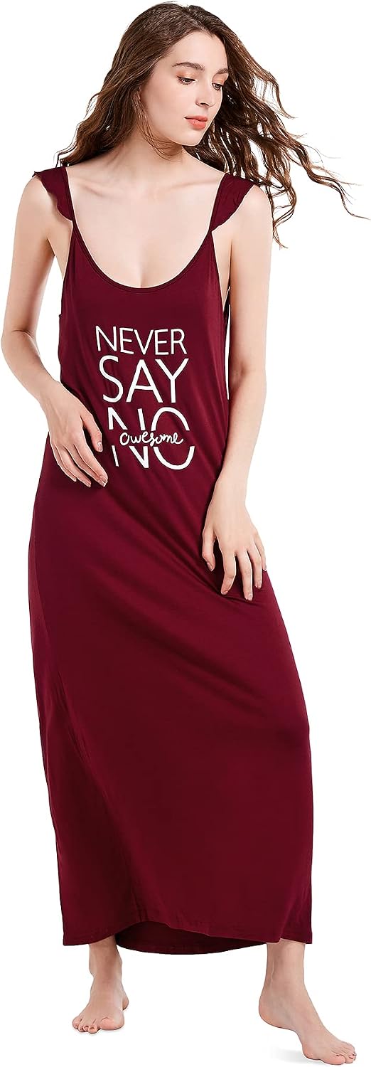 Envlon Womens Nightgowns Sleeveless Sleepwear Soft Tank Sleep Dress Comfy Nightshirt Lounge Night Wear for Women