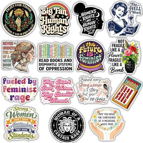 Image of MAIANEY Feminist Sticker Pack 15 PCS 3in - Women Empowerment Equality Human Rights Patriarchy Feminism Stickers for Laptop Water Bottle Journal Phone Decal