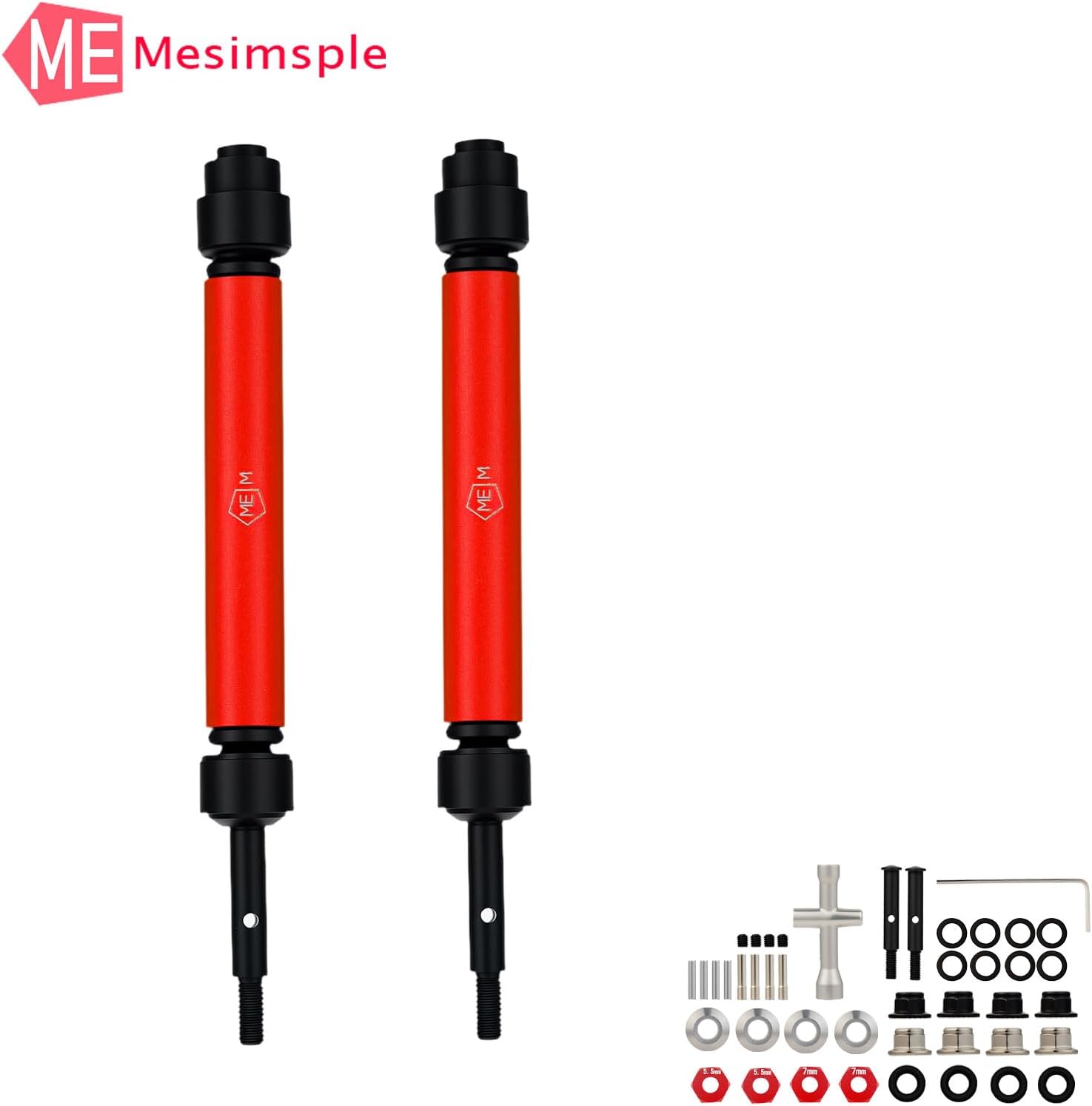 2Pcs Enhanced Version Rear CVD Drive Shaft & Wheel Hex for 1/10 Slash Rustler Stampede VXL 2WD Driveshaft Axles Series Upgrades Part Red