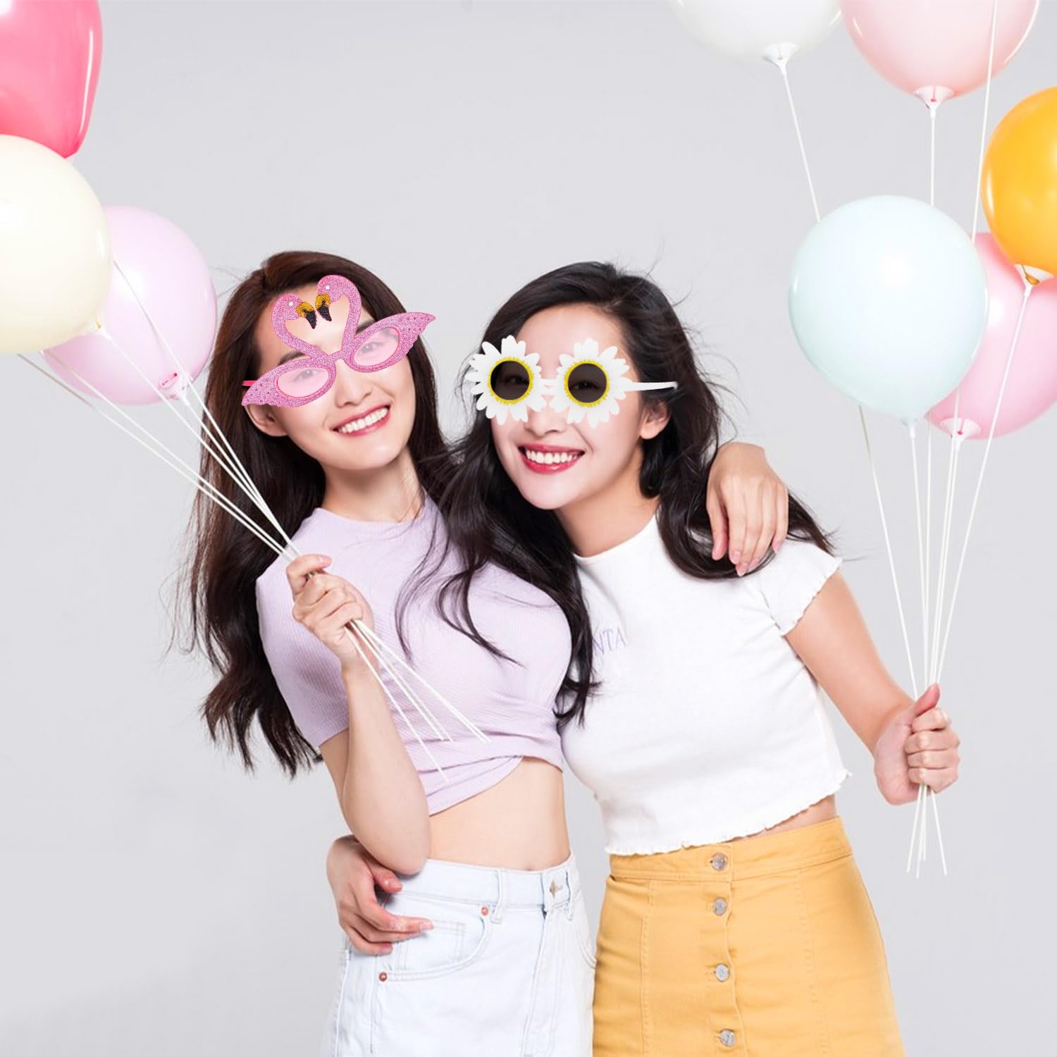 Party Brillen Lustig, 9 Stück Faschingsbrillen Lustig, Hawaiian Tropen Partybrillen, Lustige Brille, Partybrille, Party Brillen für Strand Hochzeit Maskerade Karneval Abschlussfeier Foto-Requisiten