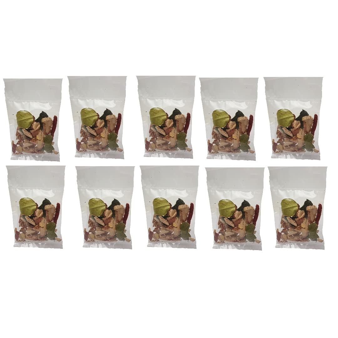 (Pack of 10 x 20g) Tom Yum Paste Spices Mix Dried Chili, Dried Kaffir Lime Leaves, Dried Lemongrass, Dried Galangal