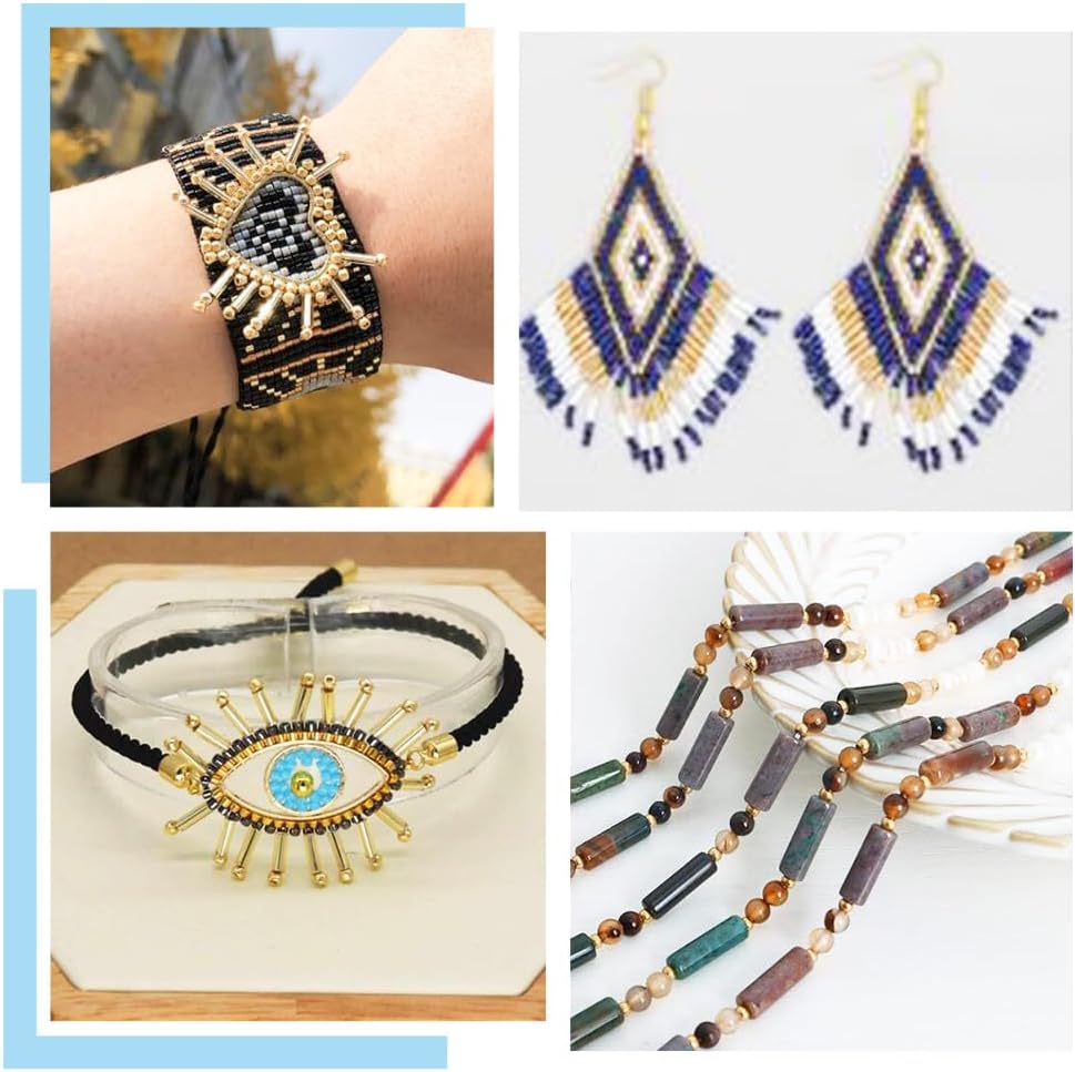 3000 Pcs 10 Colors Glass Bugle Beads, Blue Series Screwy Bugle Beads Long Tube Seed Bead Loose Spacer Bead for DIY Crafting Jewelry Making - Image 7