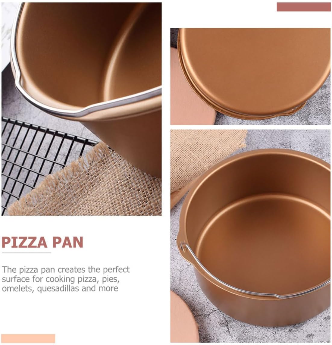 Round Cake Baking Pan with Handle 8-Size Metallic Non-Stick Air Fryer Accessory for Cheesecake and Dessert Baking at Home