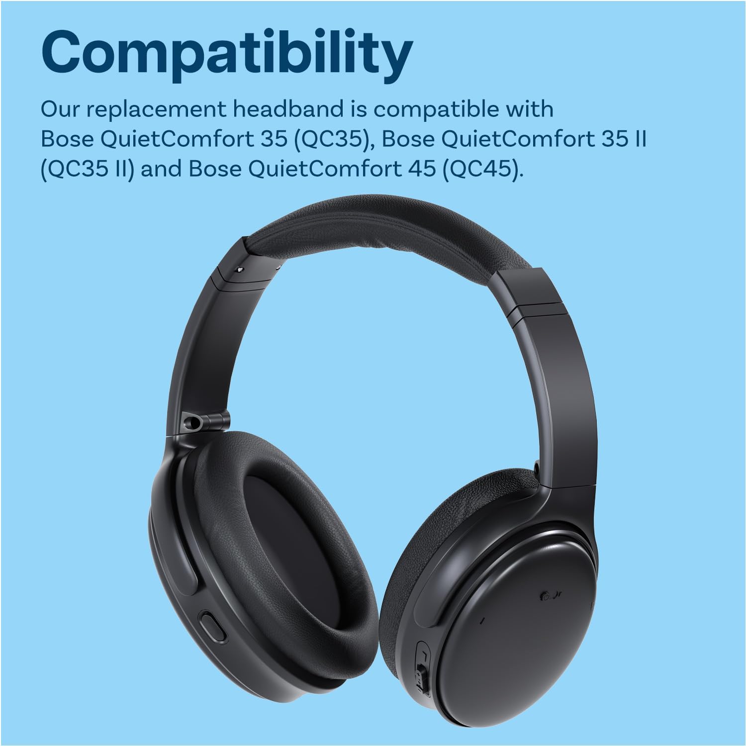 Headband Replacement for Bose QuietComfort 35/35 II (QC35, QC35 II)/Bose QuietComfort 45 (QC45) Over-Ear Headphone by MMOBIEL – Protein PU Headband Top Pad Cushion – Headphone Replacement Band – Black - Image 4