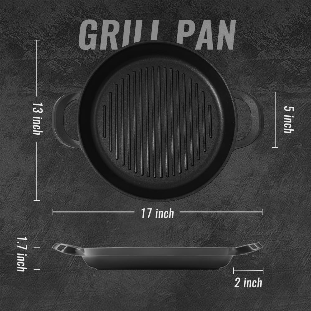 Vinchef 13" Nonstick Grill Pan with Lid -3