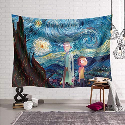 SJJUAN Tapiz De Dibujos Animados Rick Y Morty Tapiz De Tela De Poliéster Colgante De Pared...