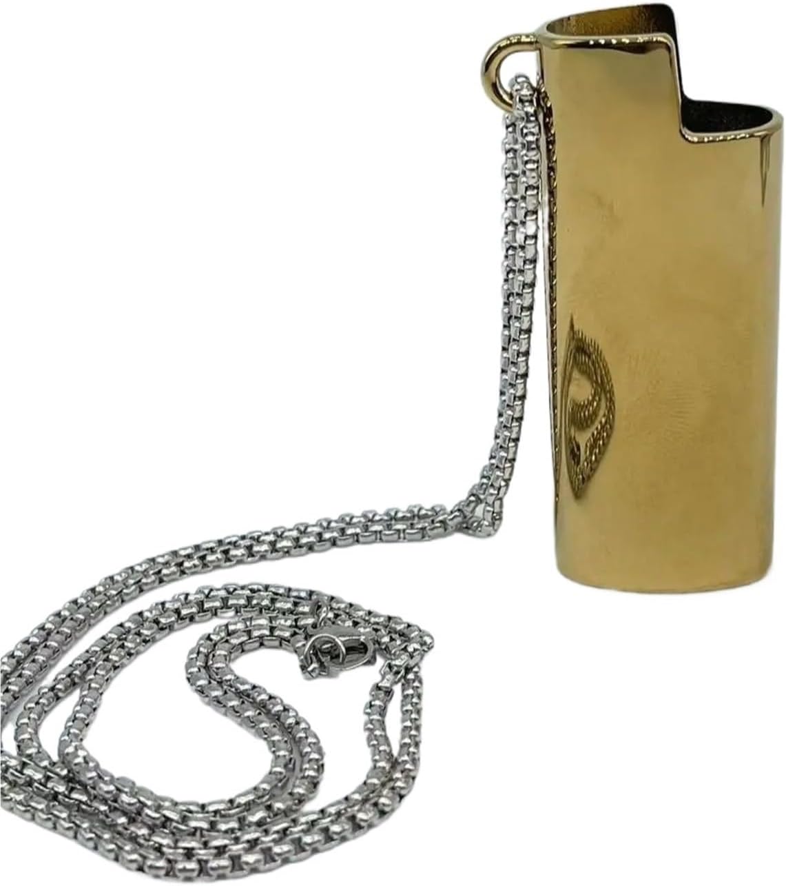 Metal Windproof Lighter Shell with Ears and Chain Minimalist Portable Retro Cover(Color3)