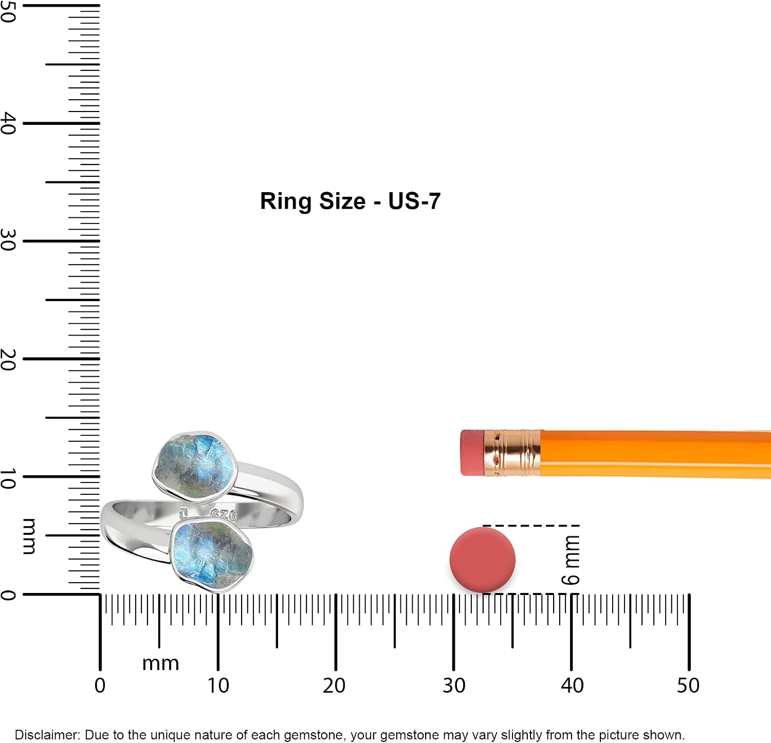 Natural Raw/Rough Rainbow Moonstone 2 Stone Size Adjustable Stackable Twister Ring for Women in Sterling Silver, June Birthstone Jewelry Gifts for Her (Bezel-Set)