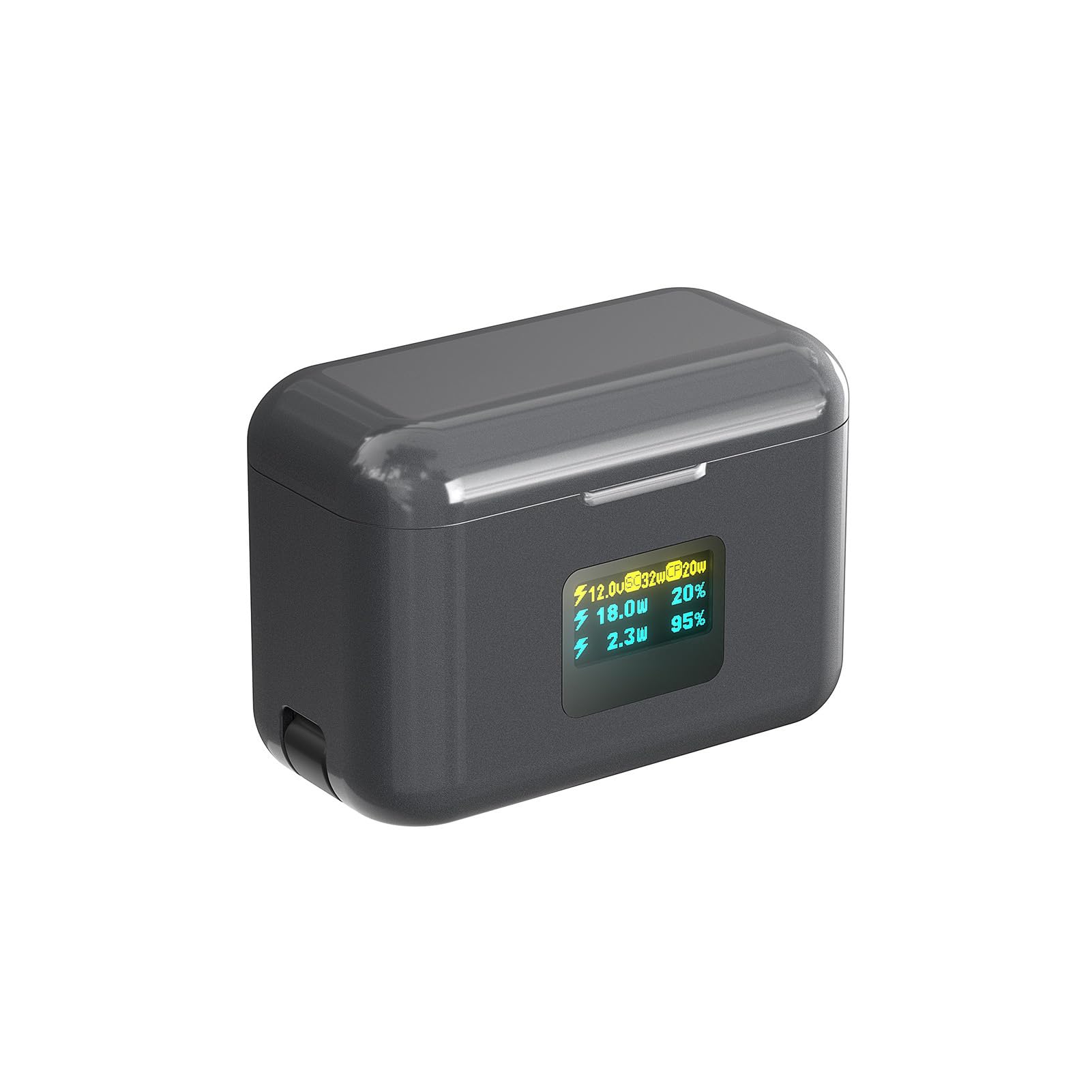 Cuifati Caricabatterie Doppio Display LCD a Ricarica Rapida da 36 W con Copertura Magnetica Cavo di Tipo C per Gestione della Batteria della Fotocamera Fotografia all'aperto Portatile Compatto