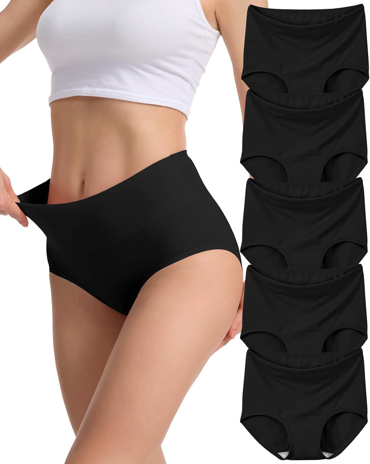 Sunm Boutique Combed Cotton Underwear for Women - High Waisted Ladies Panties, Full Coverage Stretch Soft Breathable Briefs