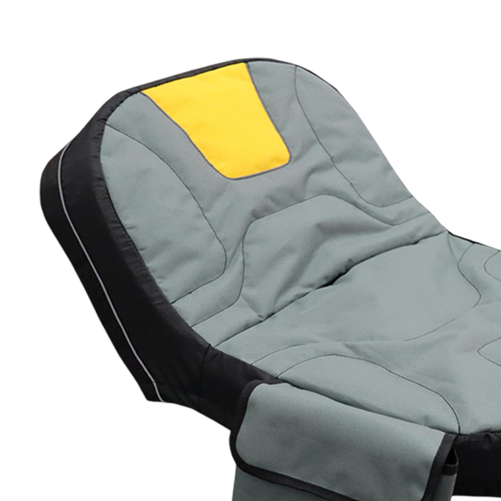 Bothyi Riding Lawn Mower Seat Cover with Pockets Universal Comfortable Lawn Mower Accessory with Reflective Strip Tractor Seat Cover, Gray Yellow