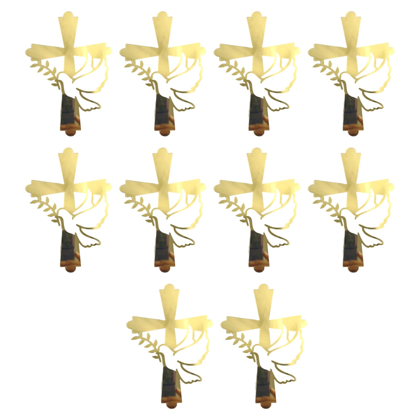 Tsophreniq 10pcs Waterproof Crossed and Doves Cake Decoration for Religious Event Decorative Cake Insert Wedding Party Supplies Spiritual Celebration Decoration