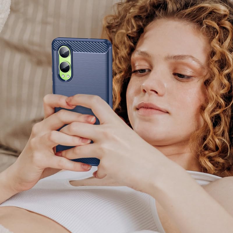 Image of Hybrid Carbon Fiber Back Case for OnePlus Nord CE 4 Lite (Blue)
