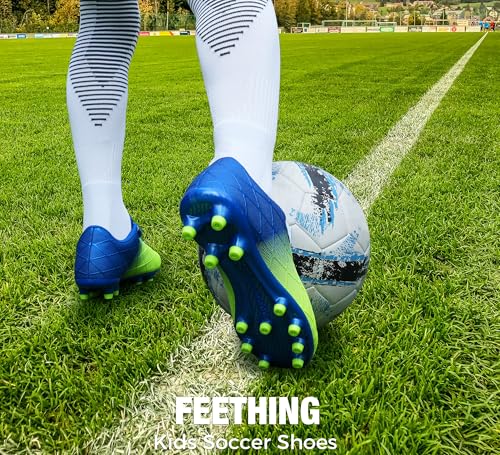 Kids Soccer Cleats for Boys Girls Outdoor Athletic Youth Football Cleats Firm Ground Little Big Kid Soccer Shoes 7