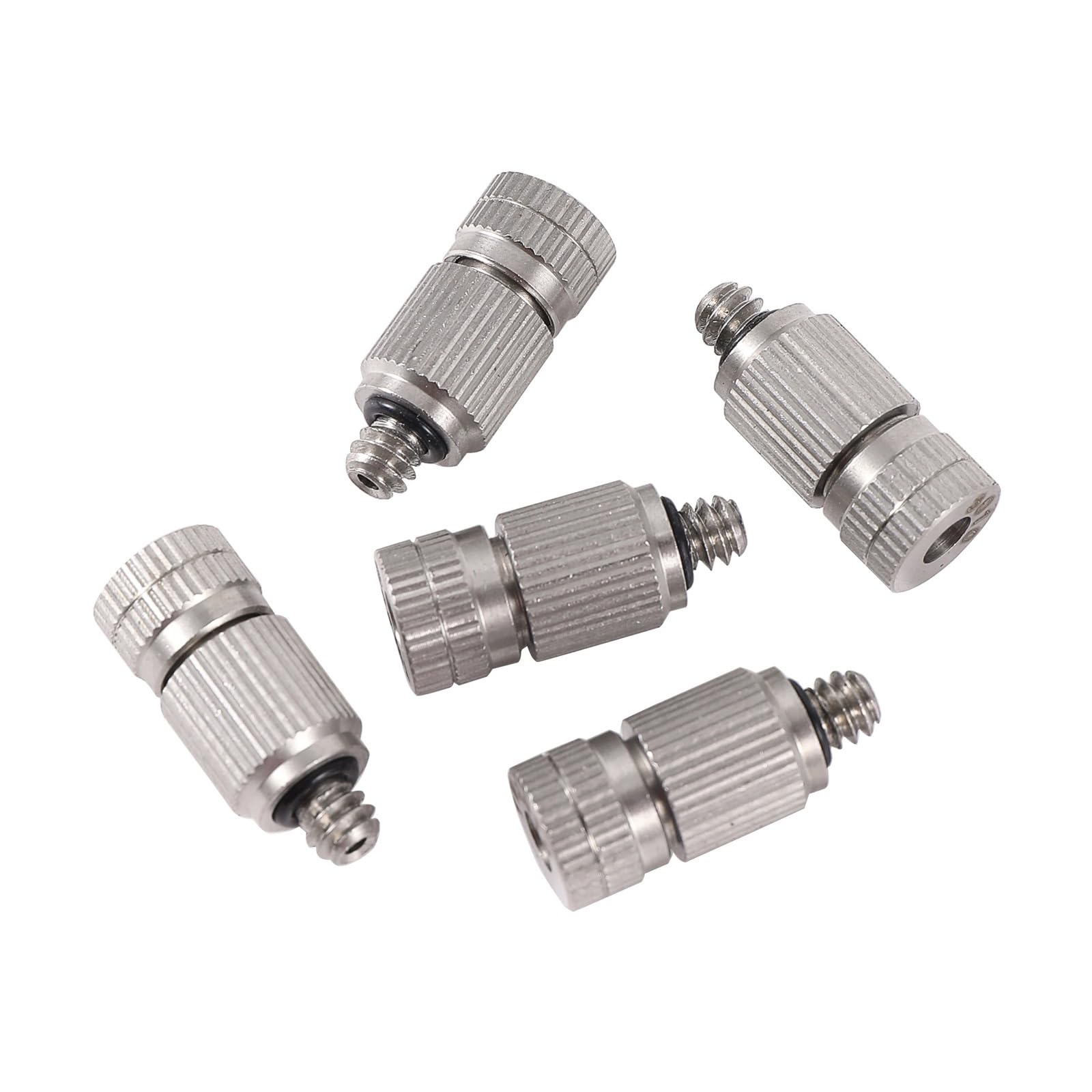 SOHNVWTGD 5pcs High Pressure Misting Nozzle 3/16" Thread Atomization Sprayer 0.15~0.5mm Irrigation Cooling Humidify Dust Removal (Color : Silver, Size : 0.3mm)