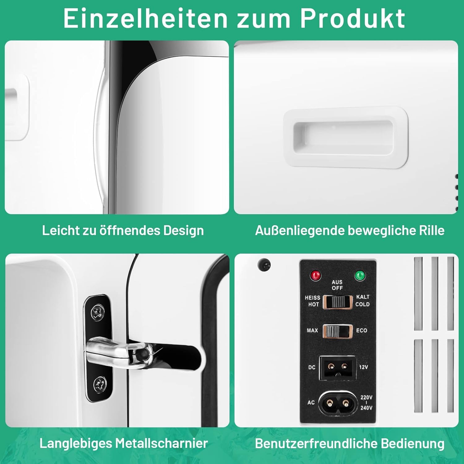 FANTASK 2 in 1 Mini Kühlschrank, 15L Kühlschrank kleinmit Kühl- und Heizfunktion