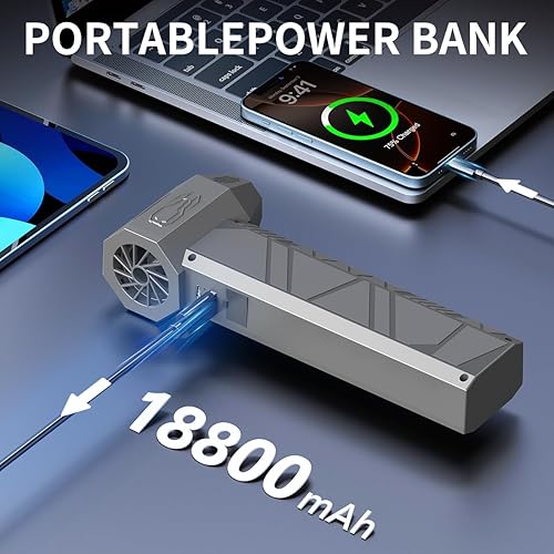 Miniatura 4 de Arrancador de coche pico de 5000 A, ventilador ultrarrápido de 16 V, motor sin escobillas de 130 K RPM, banco de energía de 18,800 mAh, carga rápida