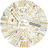 Aresvns Gold tattoo metallic 32 Sheets,Over 340+ Flash temporary tattoos for women teens girls kids,