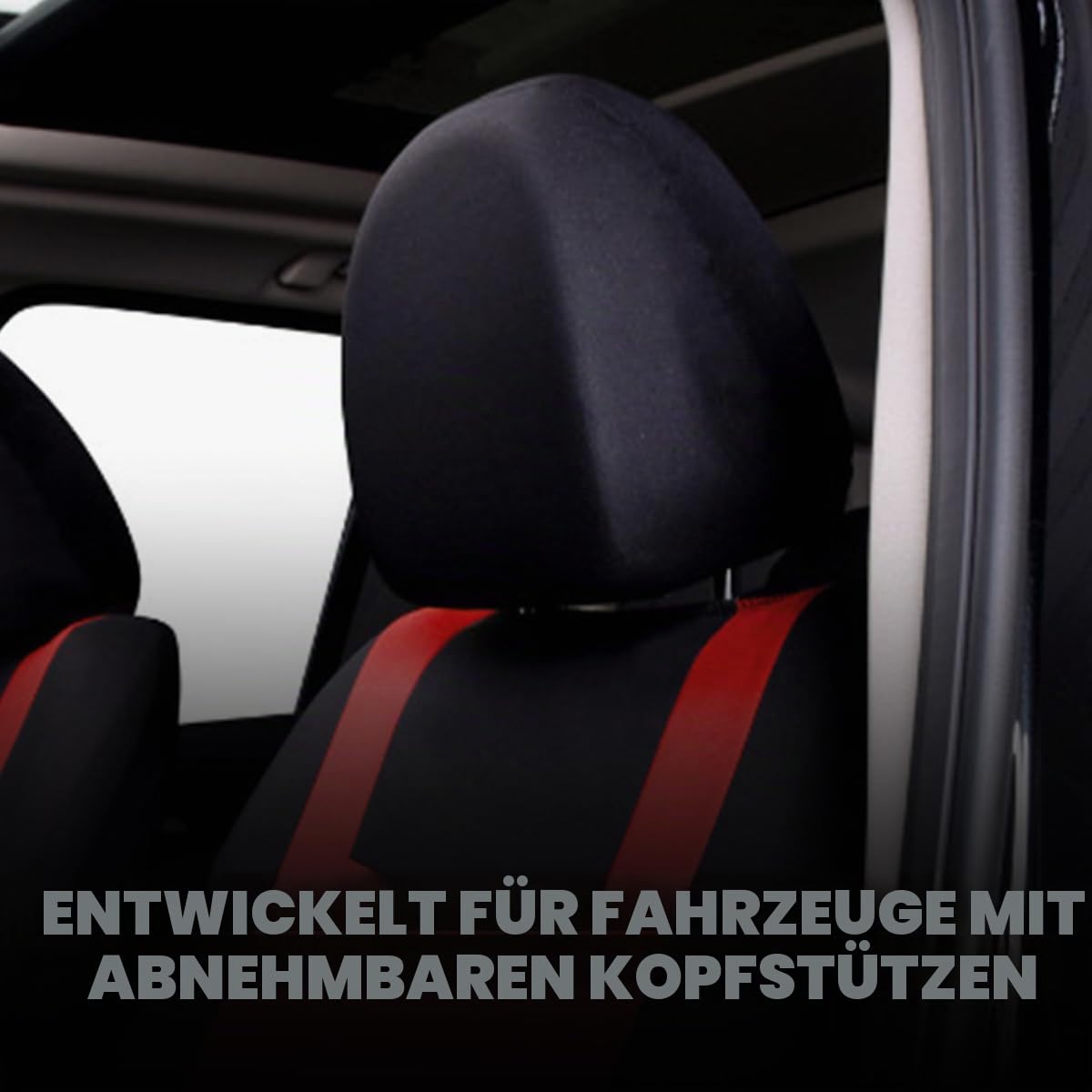 JNNJ 9 Stück Autositzbezüge Kompletter Satz, Klassisch Autositzbezüge Sitzschoner Auto Schonbezug Autositz, Sitzbezügesets Autositzbezüge Set Für 5 Sitzer(Rot)