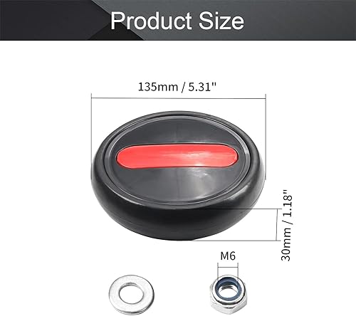 Miniatura 2 de MroMax 2 ruedas para cochecito, 5.315 in x 1.181 in, rueda de repuesto de plástico para cochecito y cochecito de mascotas, negro y rojo