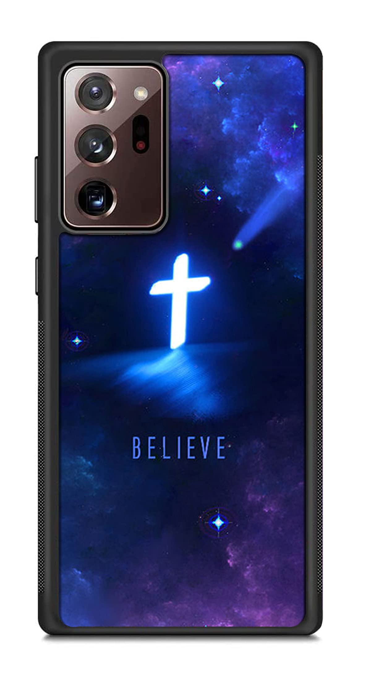 for Samsung Galaxy Note 20 Ultra Case - Cross Religious Christian | Blue Purple Galaxy Christian Cross Pattern Phone Case | Soft TPU Material | Shock Absorption Protection Cover For Note 20 Ultra (6.9in) Religious Christian