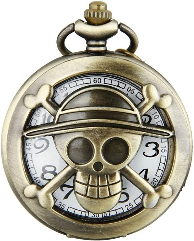 Image of AUGEN Premium Pocket Watch Metal Keychain Skull Retro Vintage for Gifting With Key Ring Anti-Rust (Pack Of 1)