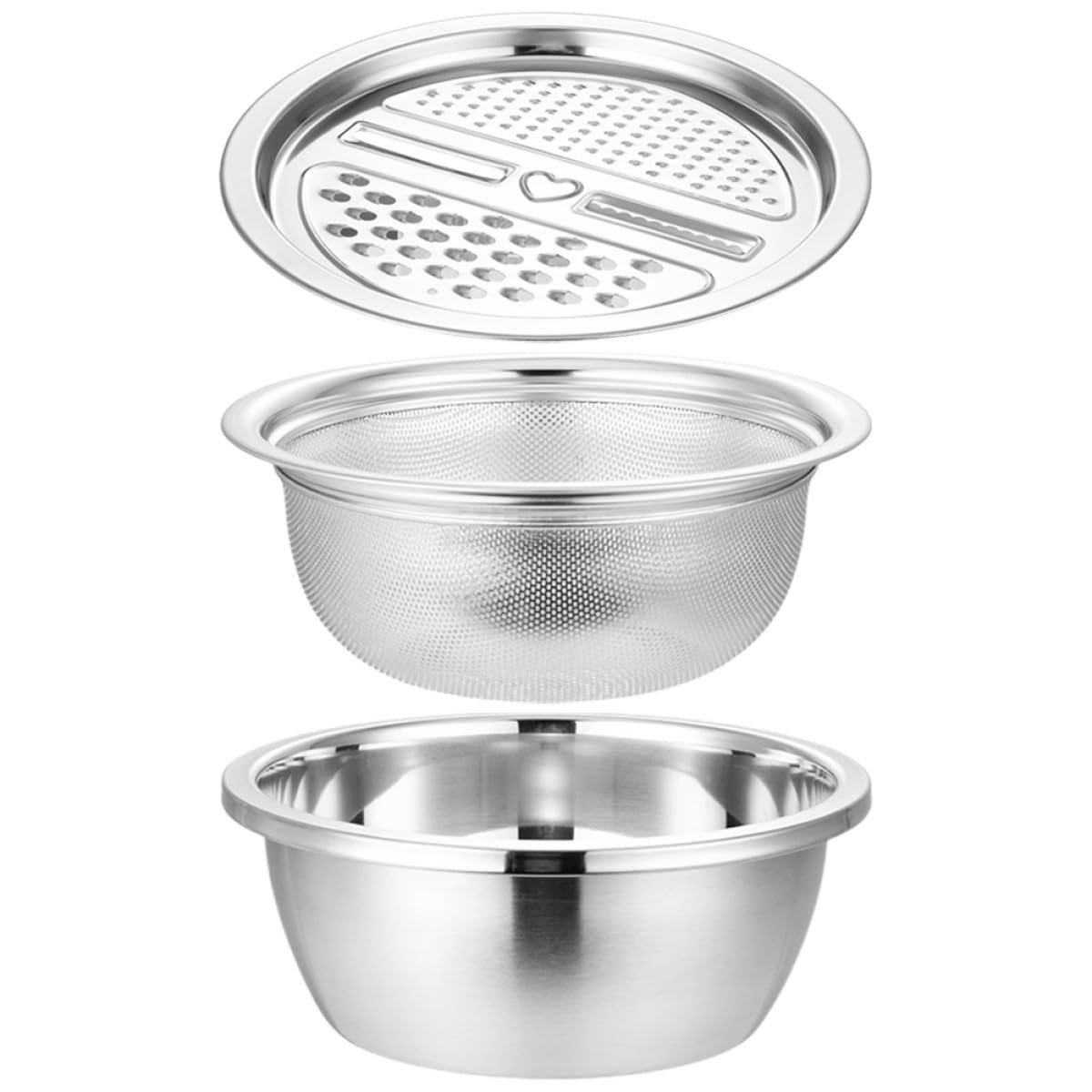 Ensemble râpe multifonction passoire et bassine grande capacité en acier inoxydable facile à nettoyer