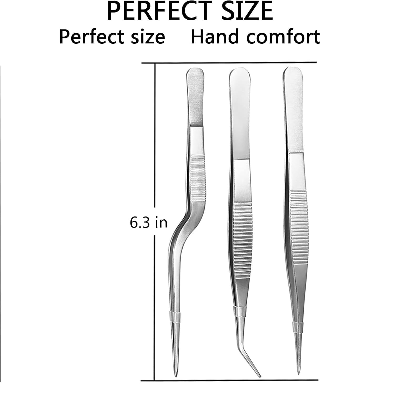 BIRDBRID Stainless Steel Plating Offset Tweezers 16 cm | Cooking & Food Tweezers for Chef, Garnishing, BBQ, Kitchen Precision Tool (Silver, 1 Pc)