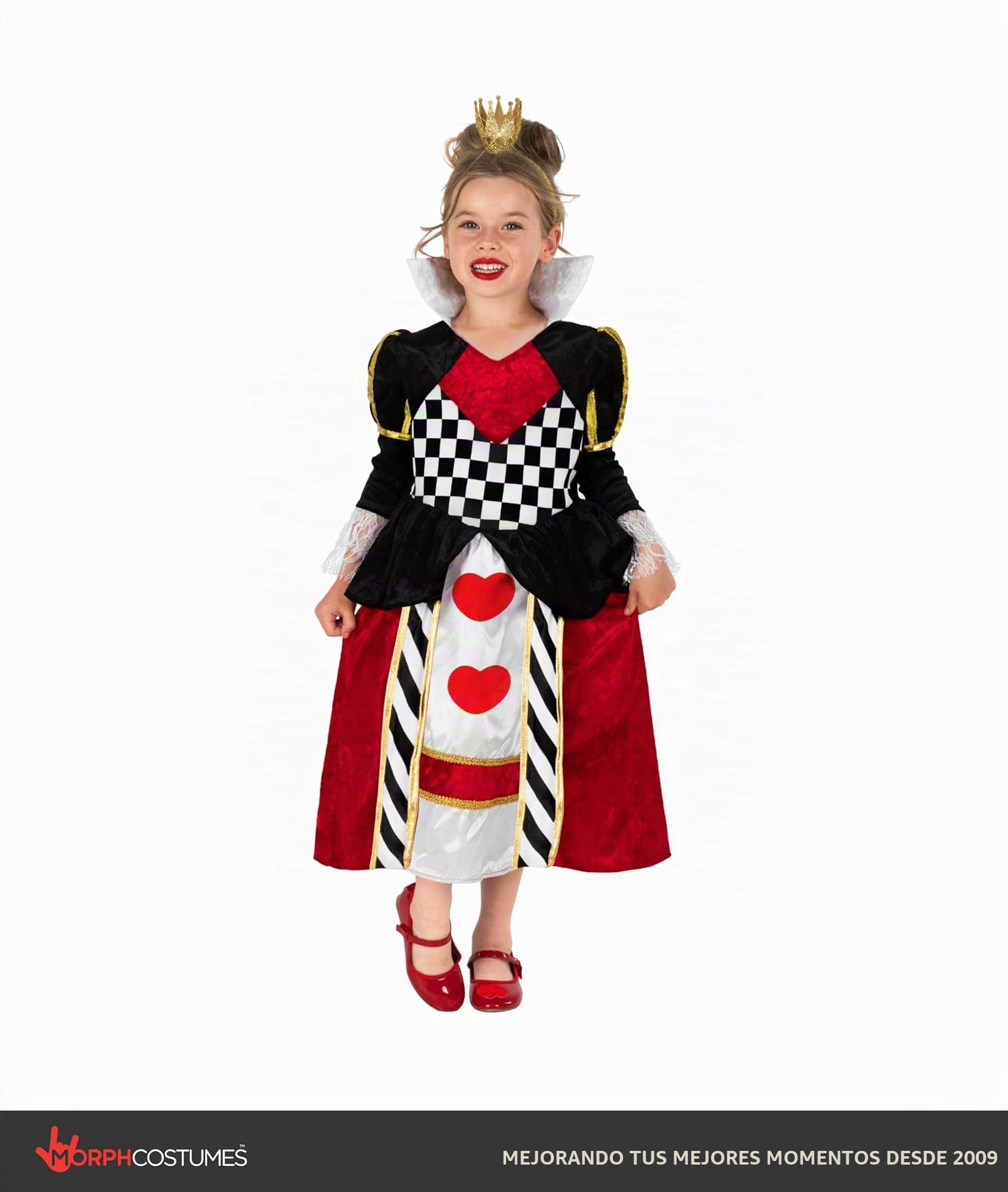 Fun Shack Disfraz Reina Corazones Niña, Disfraces Cuento para Carnaval y Halloween
