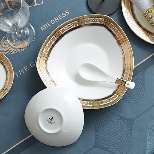 Miniatura 5 de Bone CXDTBH - Plato de cena de 5585 pulgadas platos de comida de porcelana de hueso de cerámica estilo europeo plato de fideos para ensalada platos