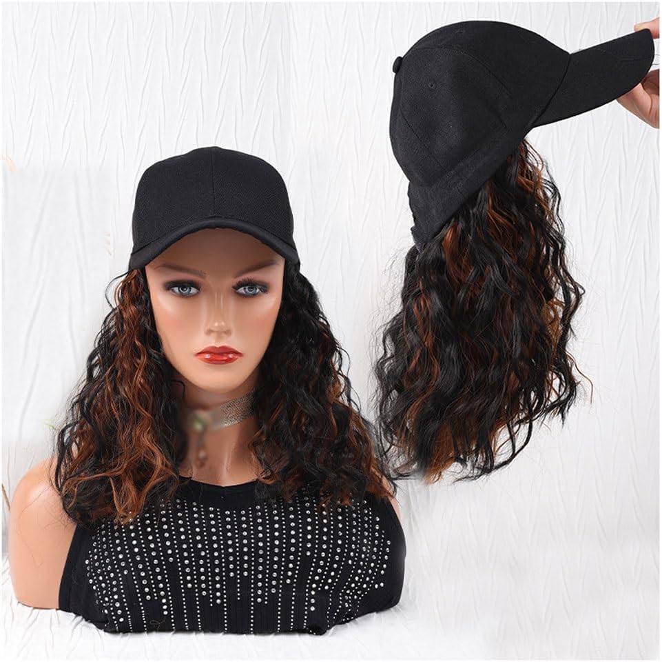 EARSHOT Wig Cap Women's Wig Caps, Wavy Wig Caps, Baseball Cap Wig Caps, Suitable for Daily Theme Parties, Concerts, Dates Headband Wig Human Hair (Color : 01)