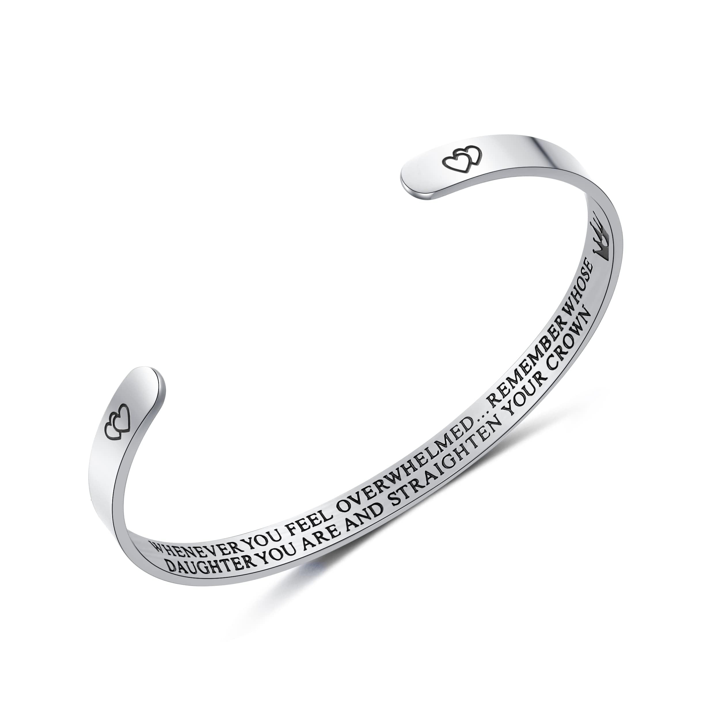 HSWYFCJYInspirational Bracelets Gifts for Her Personalized Cuff Bracelets Stainless Steel Engraved Mantra Bangle Bracelets for Women