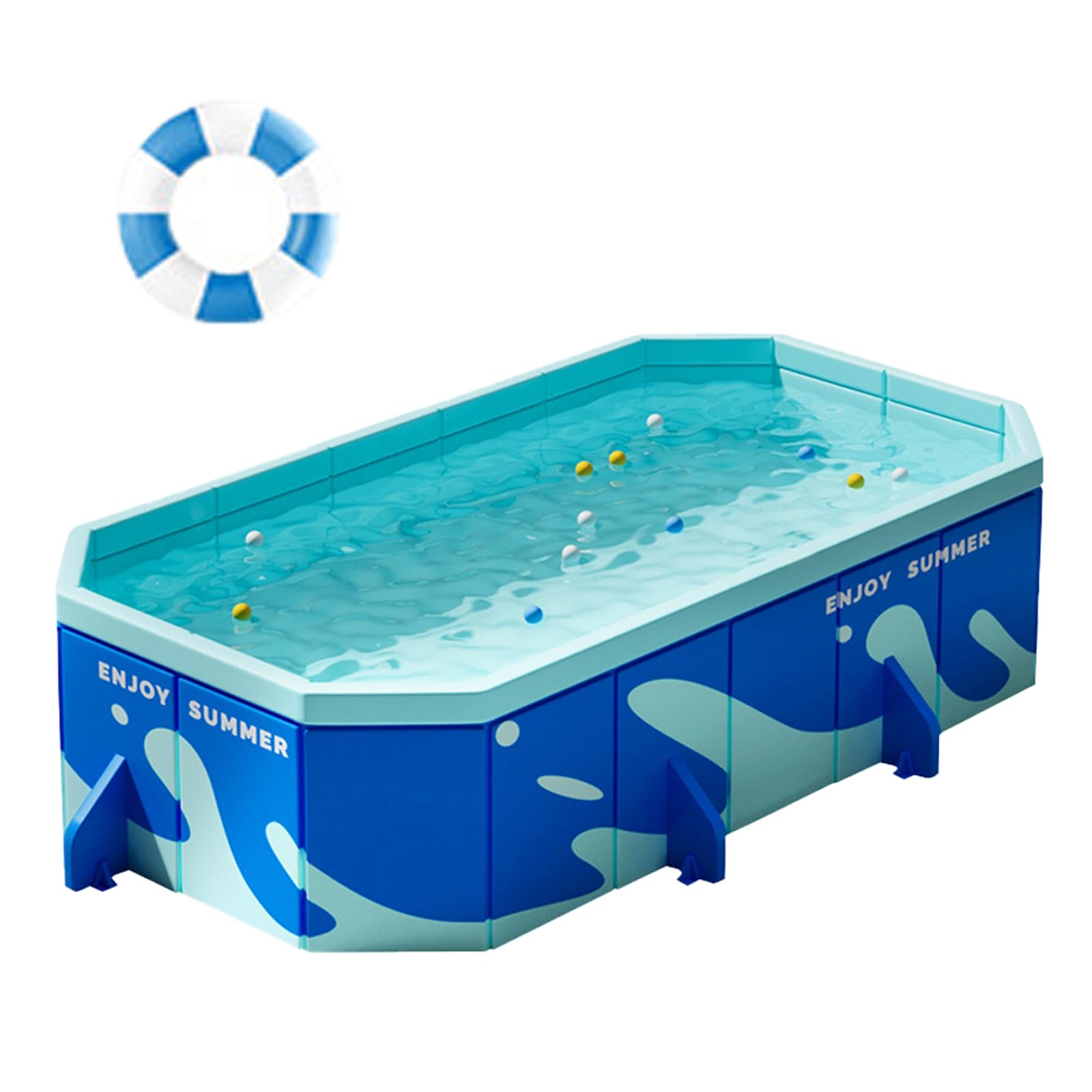 Jorunb Non-Inflatable Foldable Swimming Pool for Kids and Adults Foldable Kids Pool Quick Setup Easy Storage Outdoor Pool Durable Design for Family Backyard Garden Water Fun (Blue-160 * 115 * 46cm)