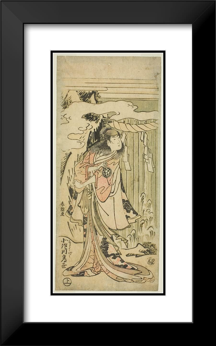 ArtDirect Katsushika Hokusai 15x24 Black Modern Framed and Double Matted Art Print Titled an Actor of Woman's Roles