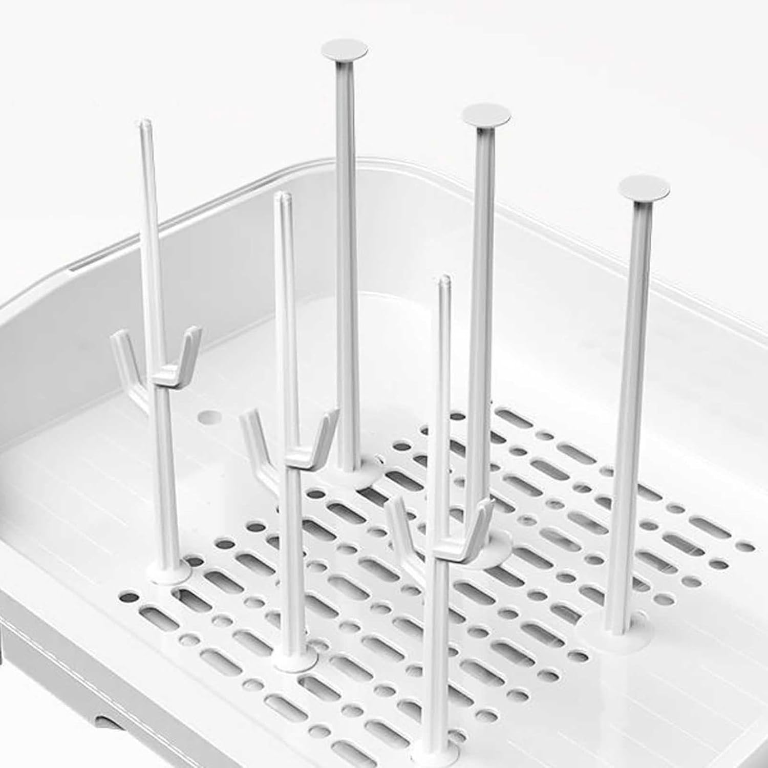 JOYO 2025 Large Baby Bottle Organizer with Cover ＆ Removable Drain Tray, Dustproof Portable Baby Bottle, Drying Rack Reusable Bottles Rack Holder Storage for Baby Bottles (Grey, Extra-Large)