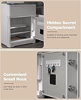 Vista 9 de TIGERKING 3-in-1 Biometric Heavy Duty Safe, Lockable Drawer Gun Safes with Wireless Charging Station, Home Safe Adjustable Lighting with USB &