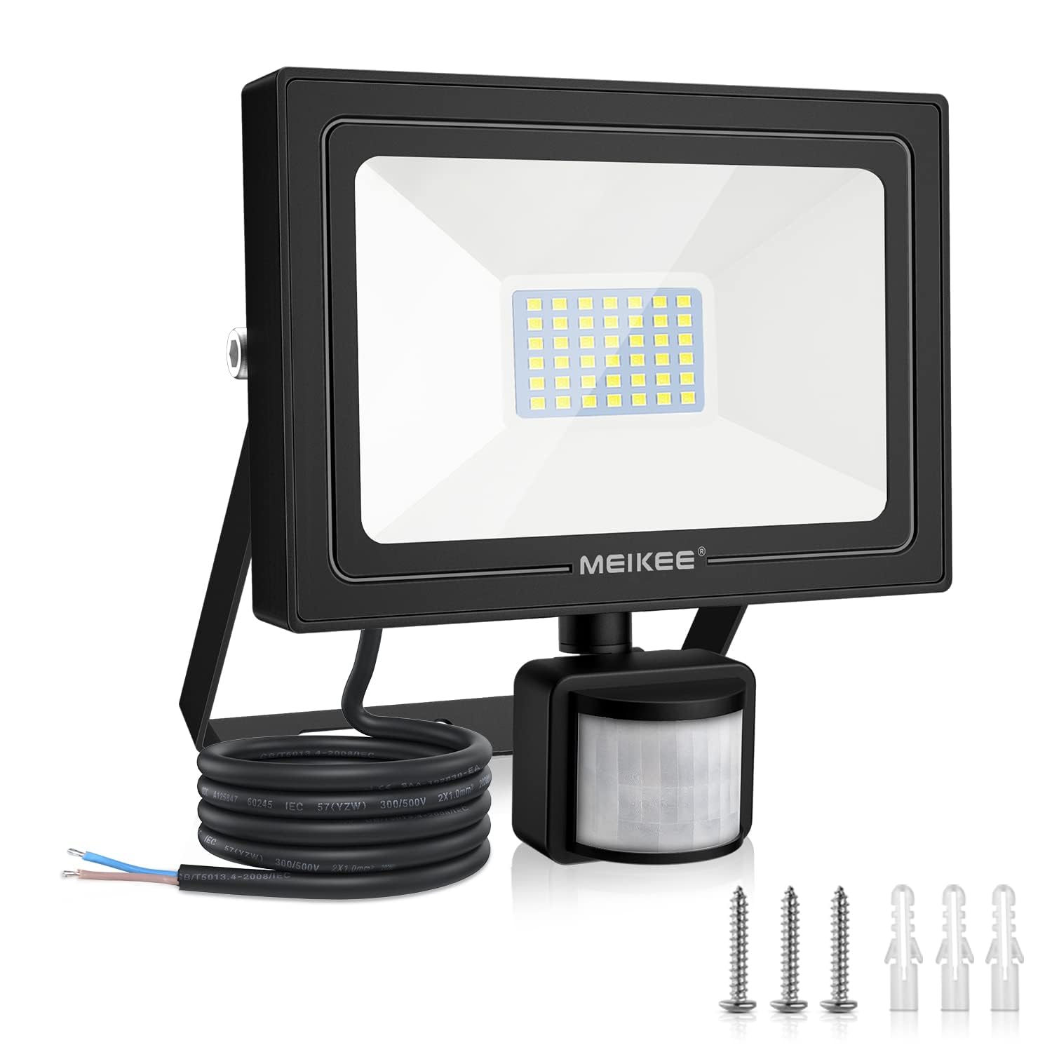 MEIKEE Security Lights with Motion Sensor, 35w Led Sensor Outdoor Light, IP66 Waterproof Security Lighting Super Bright LED PIR Floodlight for Garden, Car Park, Daylight White