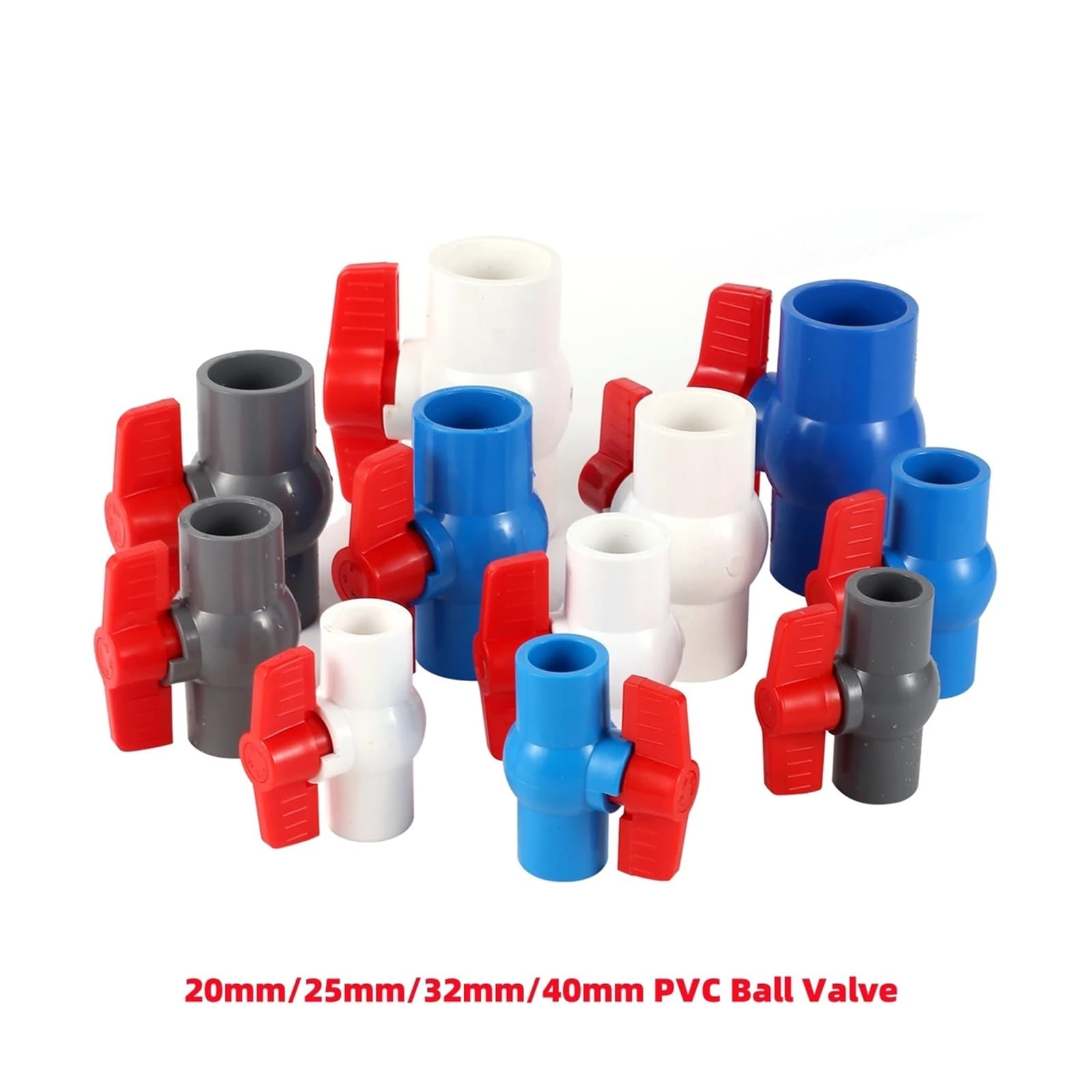 5 Sztuk Zawory Kulowe Z PVC Średnica Wewnętrzna 20/25/32/40mm Nawadnianie Ogrodu Przełącznik Waterstop Es Akwarium Zawory Drenażowe Biały/niebieski/szary(Blue,ID 25mm)