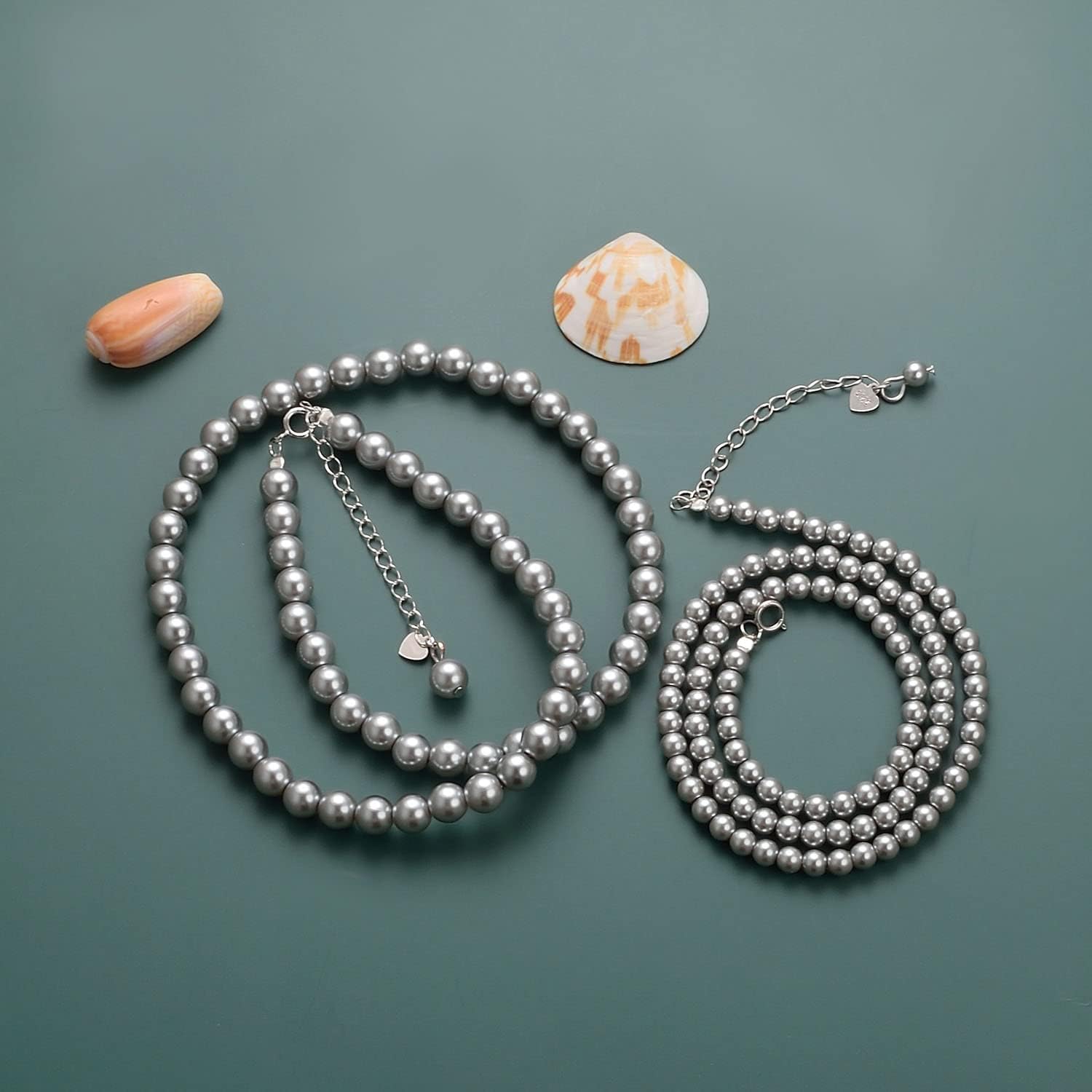 Aleasha 14" Sterling Silver Shell Pearl Choker for Women 4mm 6mm 8mm Dainty Pearl Necklaces s925 Wedding Jewelry - Image 5