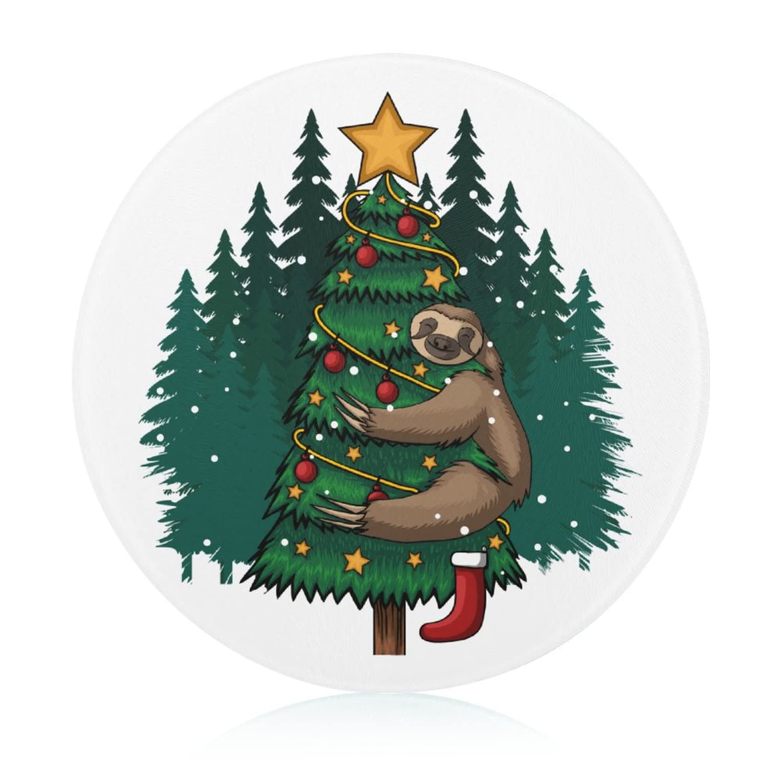 Planche à découper paresseux de Noël en verre thermorésistant 20 cm