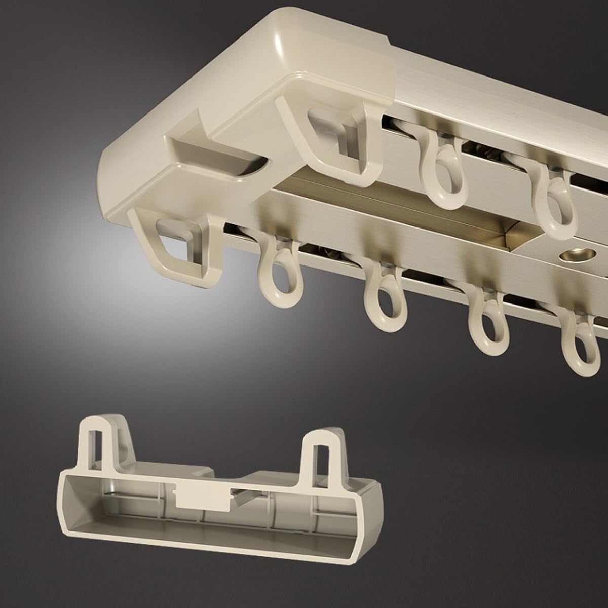 Vorhangschienen 2-läufig Gardinenschiene Strapazierfähige - Schiene Aluminium Schienen Zimmer Trennwand Doppelläufig Metall-Stange Für Schiebevorhang Wohnmobil(Brown,310cm)